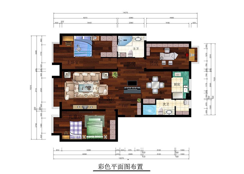 總政小區(qū)新中式風(fēng)格戶型圖裝修效果圖