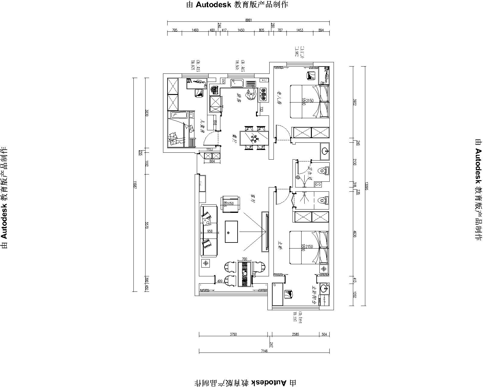 玉龍小區(qū)現(xiàn)代簡約風格戶型圖裝修效果圖